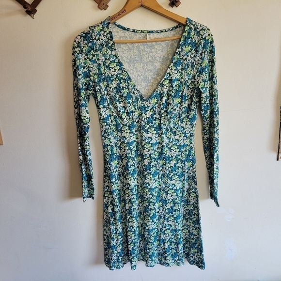 bp Dresses & Skirts - BP. Mini Dress Floral Blue Green Lightweight Long Sleeve Small S